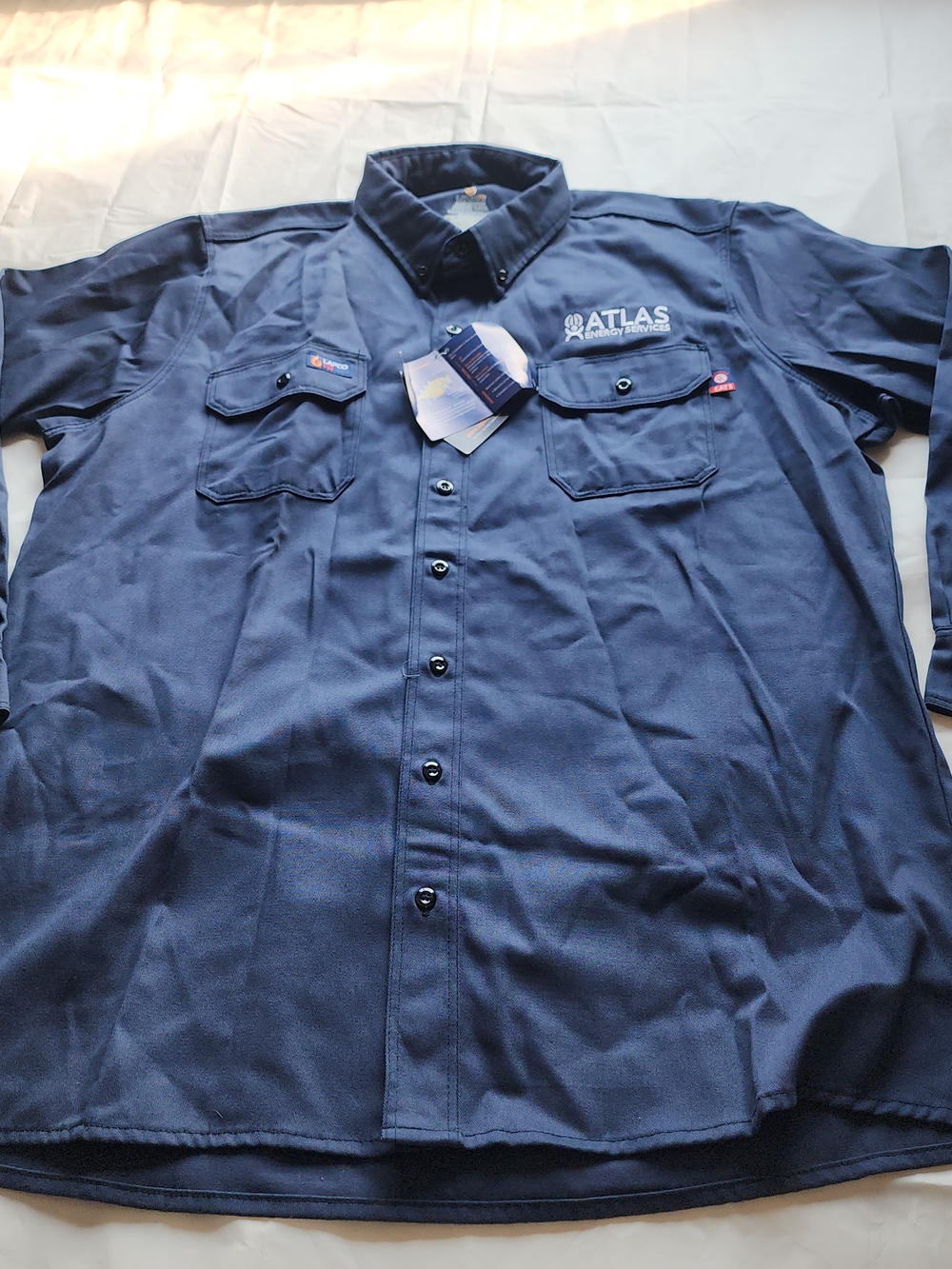 LAPCOFR FLAME-RESISTANT CAT2 MEN'S NAVY LONG SLEEVE SHIRT SIZE XL- LONG NEW